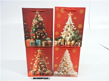 AST. TORBA x 12 PREZENT. 32x26x10 cm czer. choinka
