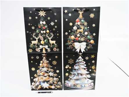 AST. TORBA x 12 PREZENT. 32x26x10 choinka czarna