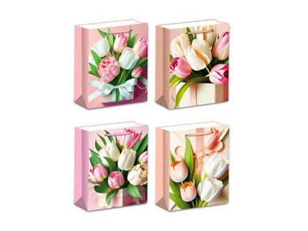 AST. TORBA x 12, PREZENT, tulipany, 32x26x10