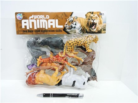 ZWIERZĘTA ŚWIATA plast., 12 cm, 8 el.,      worek