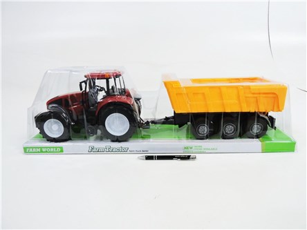 TRAKTOR z przyczepą 70x20x20 cm,   klosz