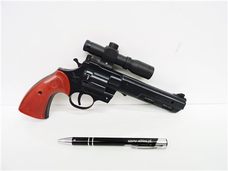PISTOLET NA SPŁONKĘ, z lunetą, 22x14 cm,      fol.