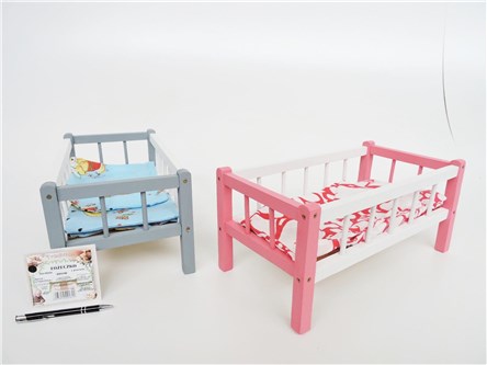 AST. ŁÓŻECZKO drew.,43x23x18 cm,z pościelą,  fol.